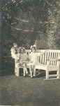 Three children on garden bench